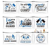 SilTriangle 9 Pcs Color Guard Makeup Cosmetic Bag Peace Love Color Guard Gifts Zipper Cosmetic Bag for Women Christmas Travel Gift Supplies