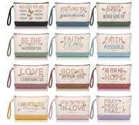 SilTriangle Blank Canvas Makeup Bags with Zipper DIY Craft Morandi Cosmetic Bags Bulk Heat Transfer Travel Toiletry Pouch for Women Colleagues Friends Christmas Vacation, morandi color, 10.24 x 5.51 x