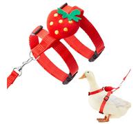 SilTriangle Cole Duck Harness Leash Set Adjustable Walking Cole Duck Harness Rope Pet Vest Cute Strawberry Pattern Outdoor Training Traction Rope for Chicken Rabbit Kitten Pig Puppy Small Animals(M)