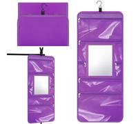 SilTriangle Hanging Toiletry Bag with Mirror Travel Foldable Beauty Bag Dance Bag with Mirror Backstage Cosmetic Bag Foldable Makeup Storage Organizer for Traveling Dancers Artists Home Spa, purple