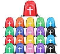 SilTriangle Jesus Loves You Drawstring Backpack Bulk Easter Church Gifts Christian Religious Gift Bag Polyester Backpack, Multicolor, about 13.4 x 16.5 inches/ 34 x 42 cm, Cross