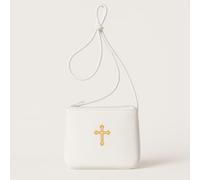 SilTriangle Leather Communion Burse for Pyx, Catholic Pyx Case with Strap for Communion Host Priests Deacons Gifts (White,Square)