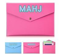 SilTriangle Leather Mahjong Card Clutch Bag Holder Pouch Mahjong Accessories Protector Cover Case for MAHJ Lover Playing Game Night, 9.5 x 6.6 Inch (Magnetic Buckle Style,Dark Pink)