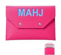 SilTriangle Leather Mahjong Card Clutch Holder Pouch for Cards Mahjong Accessories Protective Cover Case with Secure Closure Gift for Lover Playing Game Night(9.5x6.8 Inch,Hot Pink)