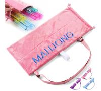SilTriangle Pink Velvet Mahjong Rack Bag with 4 Soft Divider Pockets Secure Hook and Loop Closure Drawstring Mahjong Rack Protective Sleeve for 4 Pushers for Game Night Travel Only Bag