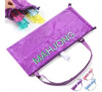 SilTriangle Purple Velvet Mahjong Rack Bag with 4 Soft Divider Pockets Secure Hook and Loop Closure Drawstring Mahjong Rack Protective Sleeve for 4 Pushers for Game Night Travel Only Bag