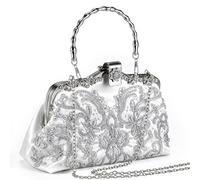 SilTriangle Women's Vintage Floral Beaded Embroidery Clutch Sequin Rhinestone Clutch Purse Embroidered Crossbody Bag