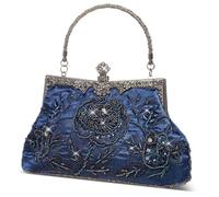 SilTriangle Women's Vintage Floral Beaded Embroidery Clutch Sequin Rhinestone Clutch Purse Embroidered Crossbody Bag