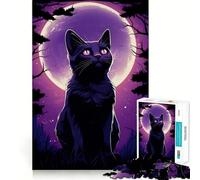 Siluet Cat Moonlight Jigsaw Puzzles 1000 Piece for Teenagers Wise Think Toy Peaceful Fun Tight Cut 38x52cm