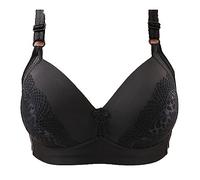 Silunma2021 Women Seamless Thin Support Bra Wireless Plus Size Gather Everyday Bra Comfortable Soft Breathable Underwear (Black-1PC,46/105D)