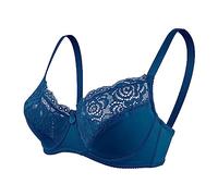Silunma2021 Women's Support Stretch Minimiser Bra Comfort Soft Sport Everyday Bra Seamless Sleep Deep V Plunge Bra (Navy Blue-1PC,85D)