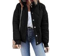 Silunma2021 Women's Thin Button Casual Jacket Cotton Loose Long Sleeves Coat With Pockets Solid Color Loose Chic Outerwear (Black,S)