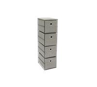 JVL Silva 4 Drawer Narrow Fabric Storage Tower, Grey - Grey