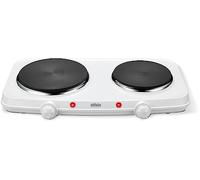 Silva Homeline Double Electric Hob/Cooking Plate DK 2018 - Twin Cast Iron Rings - 2250W - 18cm + 15cm Diameter - Portable Counter-top Design - White