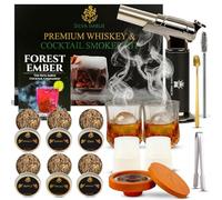 Silva Imbue Whiskey Smoker Kit with Torch - 6 Wood Chips, Oak Lids, Glasses, Ice Moulds, Bar Tools & Recipe Book - Whiskey & Bourbon Cocktail Smoker Set