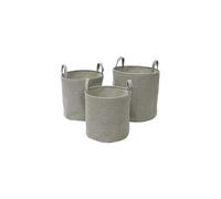 JVL Silva Round Fabric Storage Baskets, Set of 3, Grey - Grey