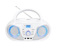 Silva Schneider MPC 25.4 USB - Portable CD Player with FM Radio, USB for MP3, AUX & Headphone Jack, LCD Display, 40W p.m.p.o., Mains/Battery Operated - White