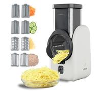 Silva Schneider SKR 800 Electric Kitchen Grater - 80W, 4 Cutting Inserts, Rotating Stainless Steel Blades, Safe Design No Blade Contact, Easy Cleaning - White/Dark Grey