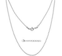 Silvadore 2mm Silver BALL Chain Necklace - Army Dog Tag Bead Links - Mens Stainless Steel Neck Body Military Pendant Jewellery - Gifts for Women Boy Girl - 18 to 36 inch