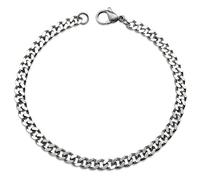Silvadore 4mm CUBAN Link Silver Chain Bracelet - Mens Stainless Steel Diamond-Cut Curb Jewellery - Real Solid Army Military Dog Tag - Gift for Women Teenage Boys - 20cm / 8 inch
