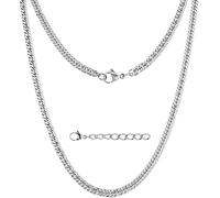 Silvadore 4mm CUBAN SNAKE Silver Chain Necklace for Men Women - Stainless Steel Flat Diamond-Cut Curb Links - Thin Neck Jewellery Gifts - 66cm / 26 inch