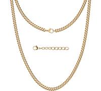 Silvadore 4mm Gold Necklace Men - Real 18k Plated Stainless Steel CUBAN Link Jewellery - NON-TARNISH & Waterproof - 56cm / 22 inch (Velvet Pouch)