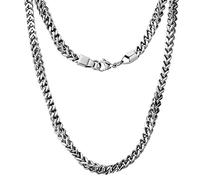 Silvadore - 6mm 3D CHUNKY MECHANICAL Curb Necklace Chain - Men's Silver Stainless Steel Jewellery - 20'' - 65g - 60 Days Money Back Guarantee (+ Silvadore Pouch)