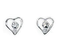 Silvadore - Genuine 925 Sterling Silver Stud Earrings Open Heart Crystal Cz A716C - Butterfly Clasp - Gift Boxed