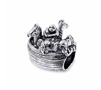 Silvadore - Silver Bead - Noah's Ark Antique Boat Ship Sail Animals Horse Monkey Giraffe etc - 925 Sterling Charm 3D Slide On 798 - Fits European Bracelet - Gift Boxed