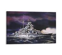 silve Vintage Warship German Battleship Bismarck Artwork Decorative Painting Canvas Wall Artworks Picture