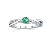 SILVEGO - JJJR1100ER - Women 925 Sterling Silver Ring with Genuine Emerald