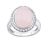 SILVEGO - JST14941 - Women 925 Sterling Silver Ring with Genuine Rose Quartz and Zirconia