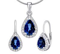 SILVEGO LPS0341BS Women 925 Sterling Silver Jewellery Set with Blue Synthetic Sapphire