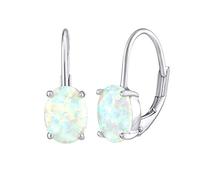 SILVEGO - LPS1397WH - Women 925 Sterling Silver Earrings with Synthetic White Opal