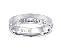 SILVEGO - QRGN23W - Women's 925 Sterling Silver Wedding Ring with Zirconia (H)