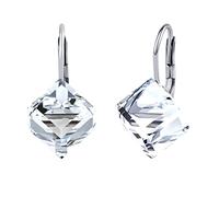 SILVEGO Women 925 Sterling Silver Earrings with Clear Cube Swarovski Crystals