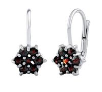 SILVEGO Women 925 Sterling Silver Earrings with Genuine Czech Garnet