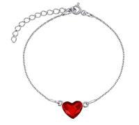 SILVEGO Women's 925 Sterling Silver Bracelet with Swarovski Crystal Red Heart