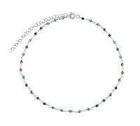 SILVEGO Women's Anklet 925 Sterling Silver with Genuine Emerald, Moonstone, Turquoise, Garnet or Rose Quartz, Emerald