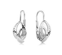 SILVEGO Women's Earrings 925 Sterling Silver Leaves with Decorative Engraving