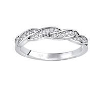SILVEGO Women's ring made of 925 sterling silver with clear zirconia braided pattern, Sterling Silver, Cubic Zirconia