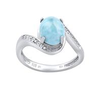 SILVEGO Women's ring made of 925 sterling silver with natural larimar blue