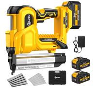 SILVEL 18 Gauge Cordless Brad Nailer, 2 in 1 Cordless Nail Gun/Electric Stapler, 2 * 4.0Ah Battery Powered Nail Gun, Fast Charging for Woodworking,Home Improvement, YELLOW