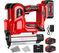 SILVEL 2" Cordless Brad Nailer, 2-in-1 21V Electric Brad Nailer Stapler with 2 * 4.0Ah Battery, 1000pcs Nails, 18GA Staples, Adjustable Depth for Woodworking, Home Improvement