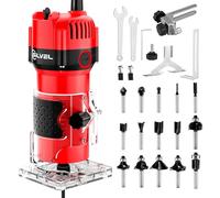 SILVEL - 800W Wood Router for Woodworking, 6.5Amp 1.25HP Handheld Wood Router Tool, 30000R/MIN Compact Edge Trimmer with Router Bit Set