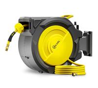 SILVEL Retractable Air Hose Reel, 3/8 in x 115ft Wall Mount Penumatic Hose Reel, Automatic Rewind & 180°Swivel Bracket, Hybrid Air Hose with Brass Fittings & Bend Restrictors, 300PSI