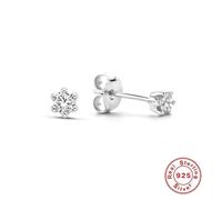 (silver, 0.2carat) Canner Six Prong Diamond 925 Sterling Silver Women's Jewelry 0.1/0.14/0.2 Carat Moissanite Engagement Stud Earrings Classic Wedding Earrings