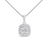 Silver 1/10ct Lab Grown Diamond Cushion Necklace - F9808