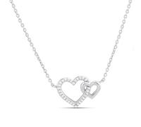 Silver 1/10ct Lab Grown Diamond Double Heart Necklet - F9821