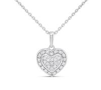 Silver 1/10ct Lab Grown Diamond Pavé Heart Necklace - F9811